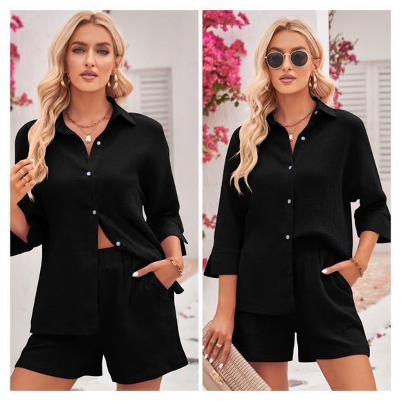 Black Two-Piece Short Set - Picture 4 of 5